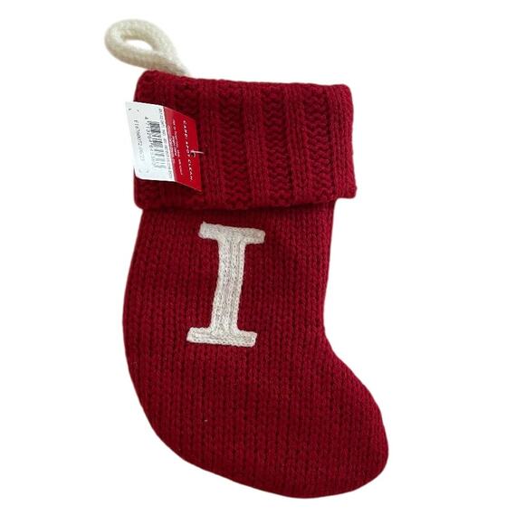 Knit Monogram LETTER I MINI 8" Christmas Stocking RED Wondershop & Tin‎ Box - Picture 2 of 3
